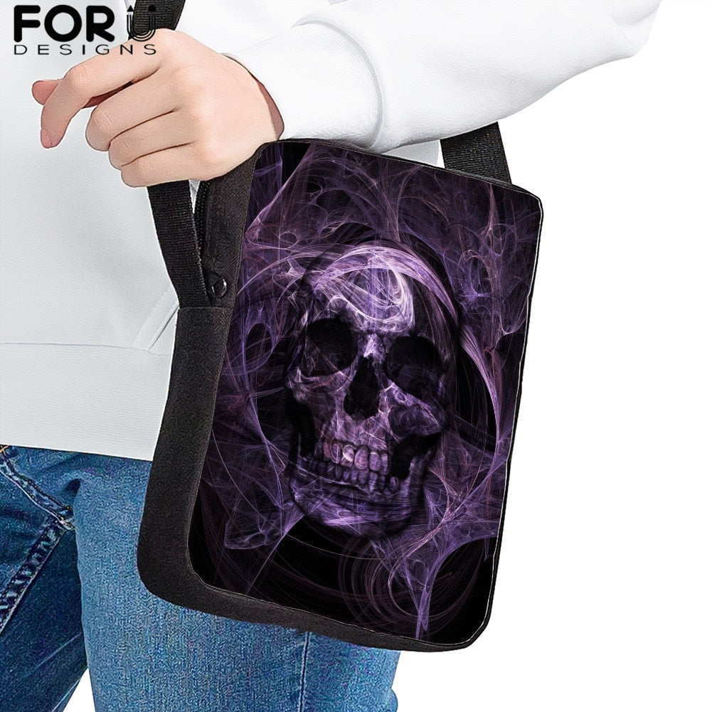 3D Skull Lady Messenger Bags-Mens Shoulder Bags-Cross-body Flap Bags