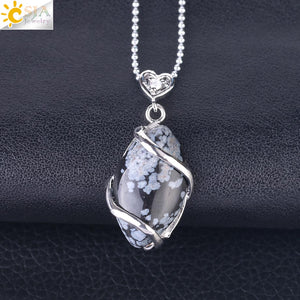 Natural Stone Quartz Crystal Necklace &amp;-Pendant