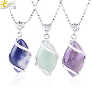 Natural Stone Quartz Crystal Necklace &amp;-Pendant