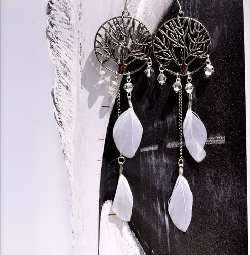 Extra Long Feather Earrings