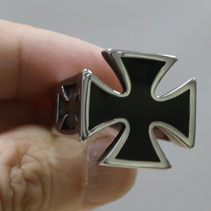 Ring Iron Cross Stainless Steel-Iron Cross Ring-Biker Ring