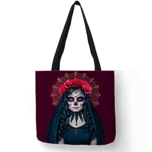 Sugar Skull Girl Handbag-Skull Handbag-Graphic Tote-Skull Tote-Tote Handbag