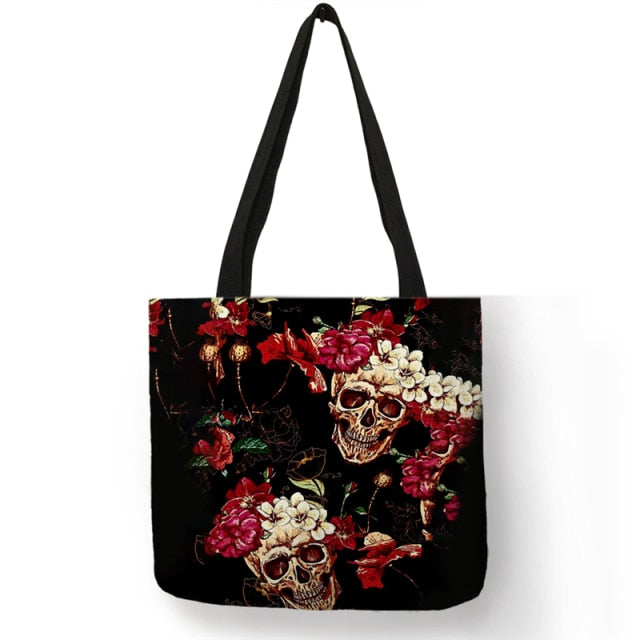 Tote-Handbag-Shoulderbag-Skull-Floral-EMO-Punk-Goth