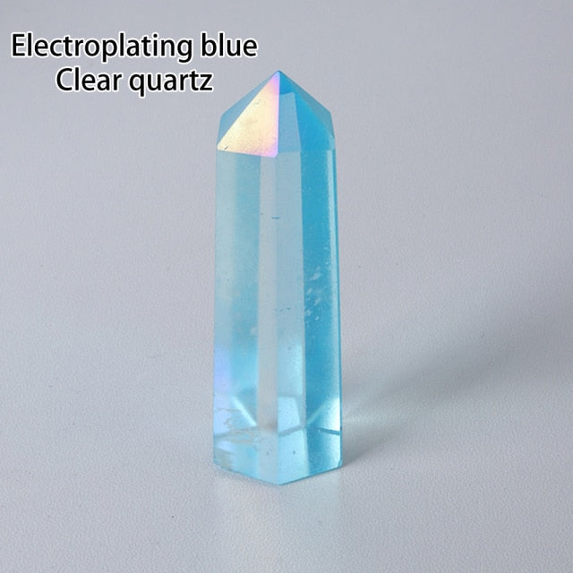 Crystal Hexagonal Prism-Rainbow Clear Quartz Wand-Energy Tower-6-7cm
