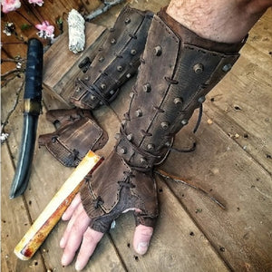 Leather Bracer Long Medieval Arm Armor Cuff