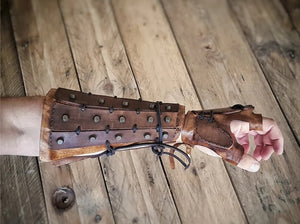 Leather Bracer Long Medieval Arm Armor Cuff