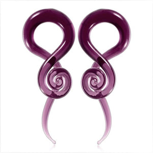 Pair Glass Spiral Guages-Taper Ear Gauges- Glass Guage